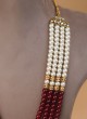 White And Maroon Groom Pearl Mala